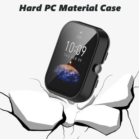Hard PC Case Compatible with Amazfit Bip 3 Pro Screen Protector, Cover with Tempered Glass Screen Protector Fit for Amazfit Bip 3/Bip 3 Pro Watch ...