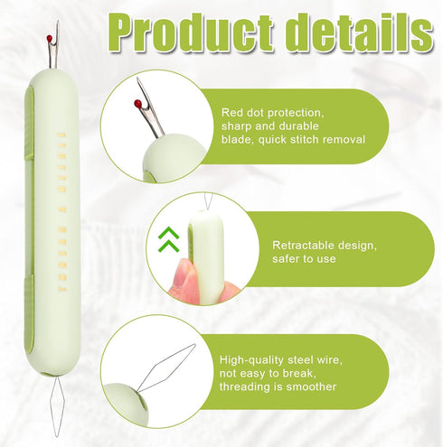 2pcs 2 in 1 Needle Threader Seam Ripper, Integrated Seam Remover & Needle Threading Tool Multifunctional Seam Rippers for Sewing Crafting Knitting...