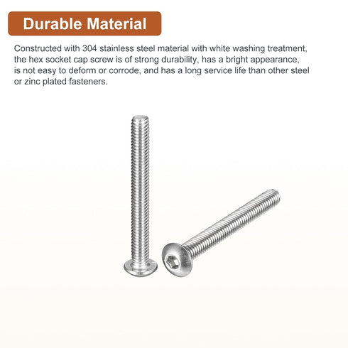 M4-0.7x35mm Button Head Socket Cap Screws - 50Pack - Good for Machine - 304 Stainless Steel 18/8 - Hex Drive Full Thread Fasteners...