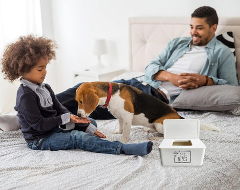 Woof Woof Dog Wipes Dispenser,Upgarde Size(8.2L x 4.9W x 3.9H inches),Dog Paw Butt Wipes Container Storage Box Pet Doggie Grooming Wet Wipes Holde...