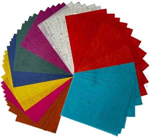 Natural Fiber Banana Bark A4 50 Sheets Mulberry Paper Sheets Art Tissue Washi Paper Design Craft Art Origami Suppliers Card Making (Mixed Colors B...