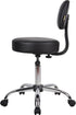 Boss Office Products Be Well Medical Spa Stool with Back in Vinyl, Black...