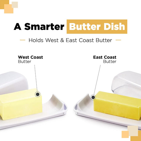 Butter Dish with Lid, Butter Keeper for Countertop, Easy Scoop, No Mess Lid, Dishwasher Safe (Clear)...