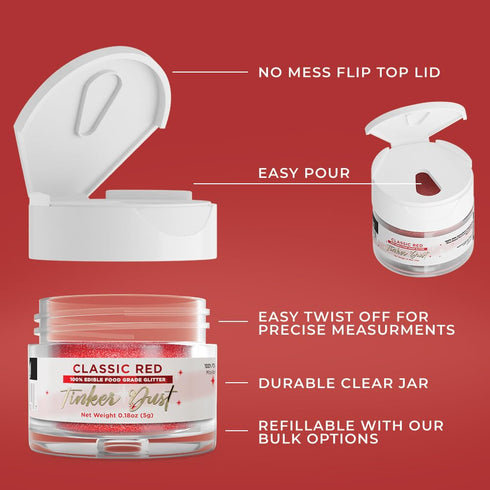 Bakell - Classic Red Tinker Dust (5g, 1x Jar) Edible Glitter for Food, Desserts, and Beverages!...