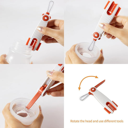 3 in 1 Cup Lid Cleaning Brush, 1 Pack Multifunctional Cleaning Brush, Baby Bottle Brushes Set, Water Bottle Cleaner Brush,Home Kitchen Cleaning To...
