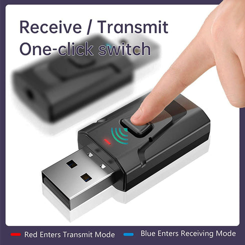USB BT 5.0 Adapter 4-in-1 Wireless Stereo Audio Transmitter Receiver Adapter with 3.5mm AUX for Car Aux PC TV Speaker Home Audio System...