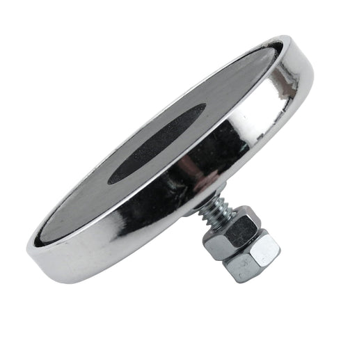 Master Magnetics Round Base Magnet with Bolt - 2.65" Diameter, 1.275" Total Height, 65 Pound Pull, Chrome, Pack of 2, RB70B3NX2...