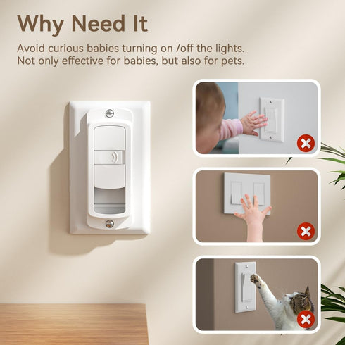 EUDMEON 2 Pack Light Switch Guard Cover,Child Proof Wall Switch Guard Baby Safety Light Switch Cover prevent from Lights Turning on/off by kids (W...