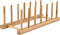 INNERNEED Bamboo Wooden Dish Rack, Vertical Plate & Lid Organizer for Kitchen Cabinet or Countertop, Drying Stand for Dishes, Cutting Boards...