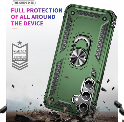 for Samsung Galaxy S24 Case: Galaxy S24 Case with HD Screen Protector - Military Grade Protective Cases with Ring for Samsung S24(Army Green)...