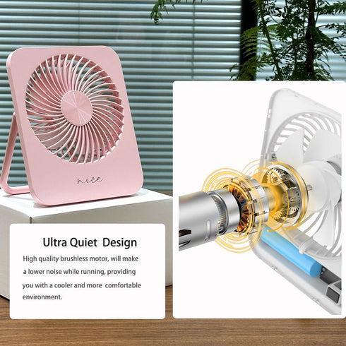 Desk Fan Battery Operated Portable Fan,2000mAh USB Rechargeable Fan, 4 Speeds Adjustable 180°Tilt Ultra-thin Mini Personal Fan For Home,Desktop,Ca...