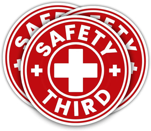 (3 Pcs) Safety Third Sticker Funny Hard Hat for Men Construction Warning Caution Blue Collar Tradesmen Gag Gifts Decorations Toolbox Laptop Bottle...