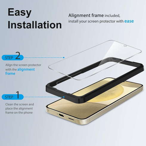 SPARIN 3+2 Pack Screen Protector for Samsung Galaxy S24 5G 6.2 Inch, 9H Tempered Glass Camera Lens Protector with Alignment Frame, Fingerprint Unl...