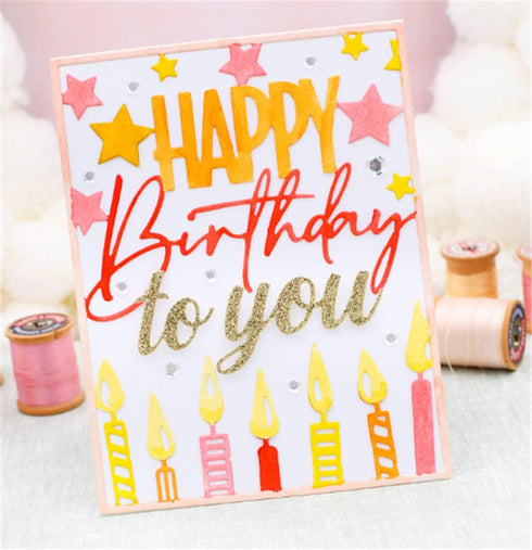 Cutting Dies Metal Stencils Scrapbooking Tool DIY Craft Carbon Steel Embossing Template for Paper Card Making (Happy birthday and candles-14.5x11....