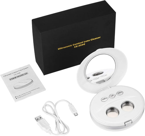 Contact Lens Cleaner Machine, Blumway Ultrasonic Contact Lens Cleaner with USB Charger, Small & Portable, Fit Disposal Soft Lens, Hard Lens, Conta...