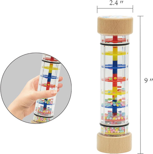 Rainmaker - 9 inch Wooden Rain Stick Montessori Toys for Babies 6 Months, Rattle Shaker Sensory Developmental, Raindrops Musical Instrument Rain S...