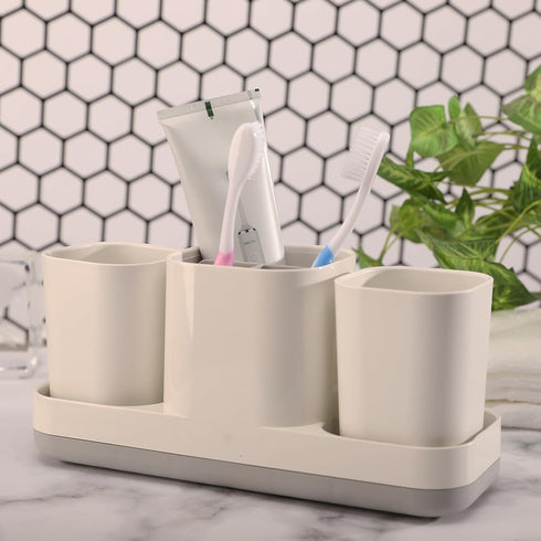Toothbrush Holder Toothpaste Dispenser for Bathroom Vanity Organizer Countertop, 2 Bathroom Cups, Electric Toothbrush Holder, Kids Bathroom Decor ...