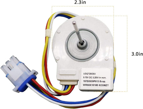 WR60X10185 Evaporator Fan Motor for General Electric Refrigerator by AMI PARTS,Replaces Part Numbers WR23X10353 WR23X10355 WR23X10364 PS1019114 AP3875639 WR60X10043 WR60X10154