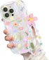 for iPhone 14 Pro Max Case, Cute Colorful Flower Curly Wave Clear Case with Lovely Flower Bracelet Chain for Women Girls Soft TPU Shockproof Prote...