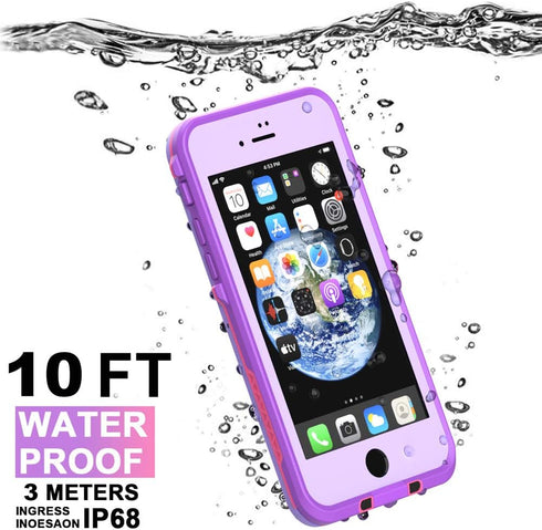 iPhone SE 2020 / iPhone 8 Waterproof Case, IP68 Full-Body Sturdy, Built-in Screen Protector, Shockproof - Purple...