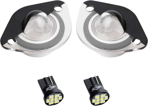 HERCOO LED License Plate Light Lamp Lens White Bulbs Black Housing Compatible with 1994 to 2004 Ford Mustang Pickup Truck Rear Step Bumper, Pack o...