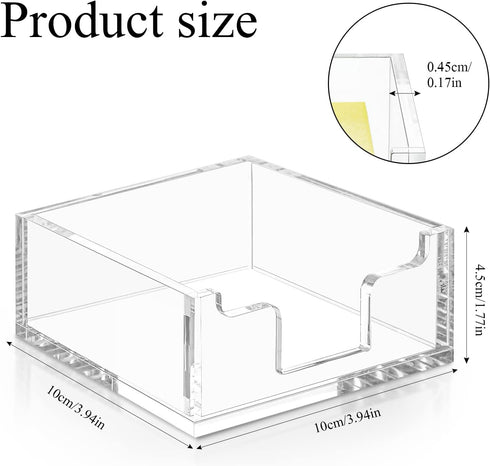 Acrylic Sticky Note Holder 3.94 x 3.94 Clear Acrylic Notepad Holder Acrylic Sticky Note Dispenser Sticky Notepad Holder for Desk Organizer Office ...
