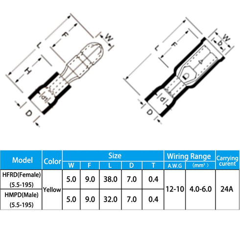 Heat Shrink Bullet Connectors, 100 Pcs Female Male Electrical Bullet Butt Terminals Insulated Waterproof Marine Bullet Connectors for Watercraft, ...