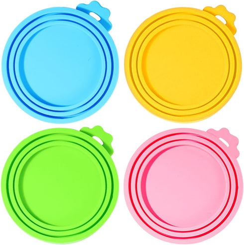ZukoCert 4-Pack Cat Dog Food Can Lids, Pet Food Can Lids Fit Three Different Size Standards, With Two Spoons, Fits Most Cat And Dog Cans...
