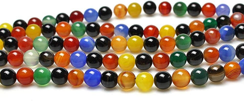 Natural Stone Beads Colorful Agate Round Loose Beads for DIY Necklace Bracelat Jewelry Making (10mm)...