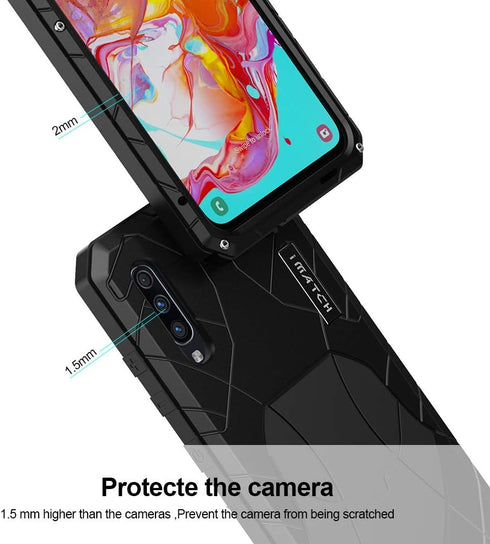 Feitenn Galaxy A70 Case, Samsung A70 Case Heavy Duty, Gorilla Glass Armor Aluminum Alloy Metal Cover Bumper Water Resistant Military Shockproof Ha...