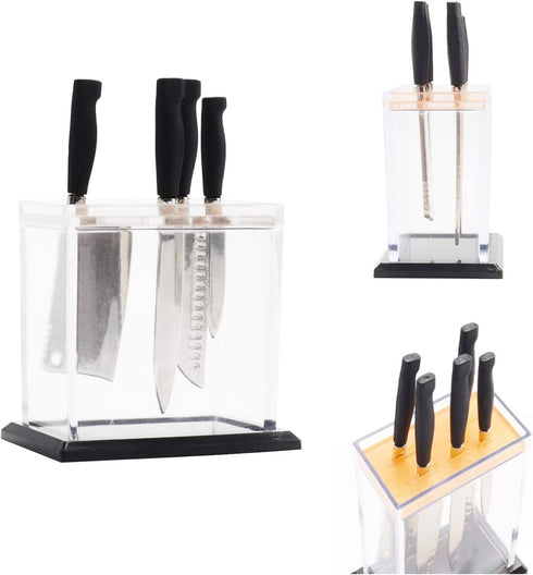 1:6 Scale Miniature Kitchen Knife Set with Knife Shelf 5-Piece Mini Cooking Knives with Plastic Knife Storage Box for Mini House Kitchen Furniture...