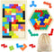 2 Pack Wooden Russian Blocks Puzzle + Hexagon Puzzles for Kids & Adults, Wooden Block Puzzle Intelligence Brain Teasers Toy Logic Game STEM Educat...