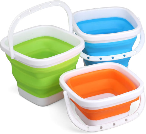 Beach Sand Toy Bucket for Kids Adults, Sandbox Beach Pail Sand Buket, Foldable Pail Bucket with Mesh Bag, Collapsible Buckets Multi Use for Garden...
