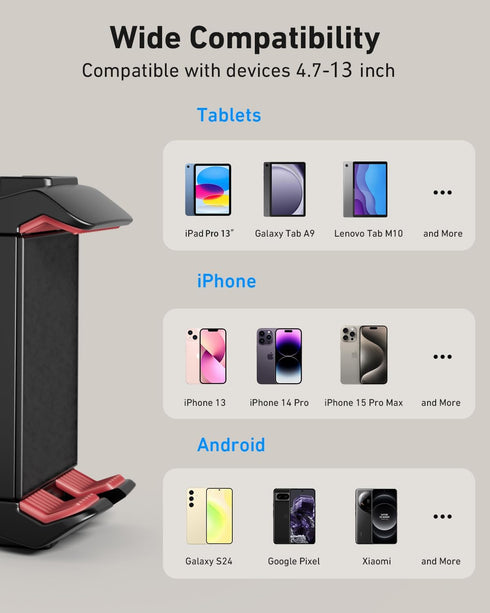 Phone iPad Tripod Mount, iPhone Holder for Tripod with 1/4” Screw Adapter, iPhone Tripod Mount for iPad Pro 13", iPad Air, iPad Mini, Sumsang Gala...