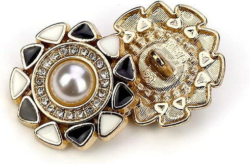 Faux Pearl Center Black White Enamel Edge Sewing Shank Buttons 20 Pcs - 18mm, 23/32"...