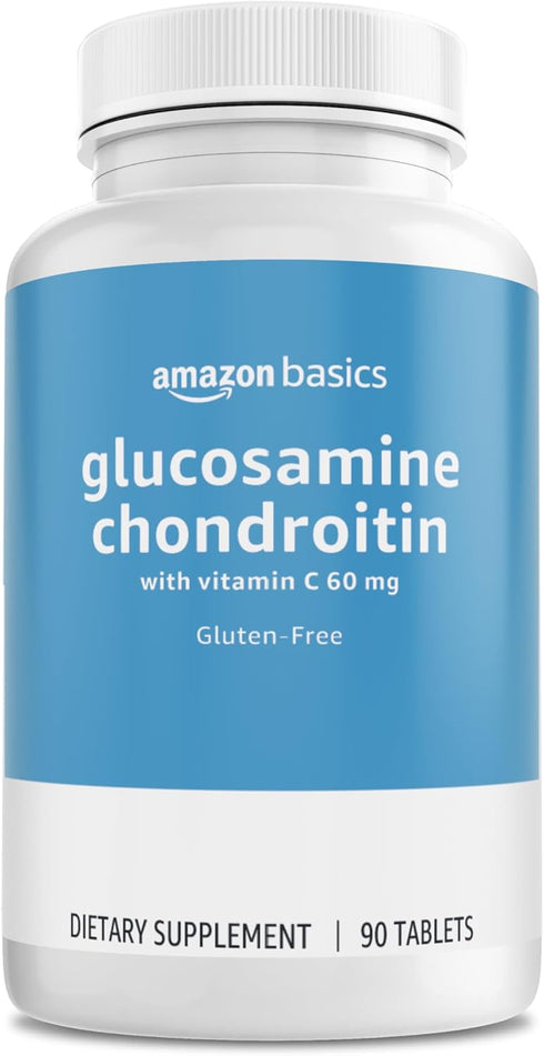 Amazon Basics Glucosamine 1500 mg with Chondroitin and Vitamin C 60 mg, 90 Tablets (2 per serving), Gluten Free...