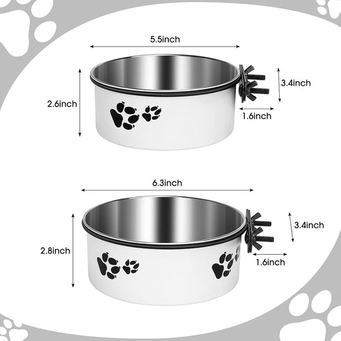 2 Pack Dog Crate Kennel Water Bowl No Spill, Hanging Stainless Steel Dog Bowls Attach to Kennel Cage Crate, Food Water Bowl Dish for Medium Small ...