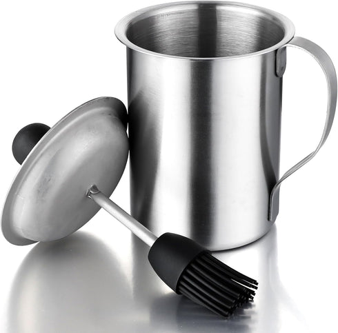 Stainless Steel Basting Pot with Basting Brush, BBQ Sauce Brush Pot Set with Handle Portable Sauce Brush for Cooking, Bbq Grill Accessories...