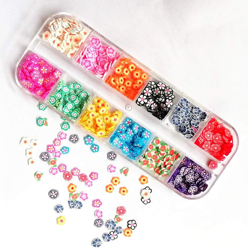 AKOAK 2 Boxes of Crystal Mash Clay Strip Flowers Fruit Slices Apples, Strawberries, Watermelons Nail Crafts Making, Decorations Scrapbook DIY Craf...