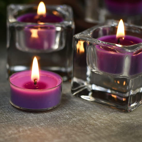 DEYBBY Scented Soy Wax Tealight Candles Bulk, Lavender Aromatherapy Candle for Stress Relief, Clear Cup Long Lasting, for for Relaxation, Spa and ...