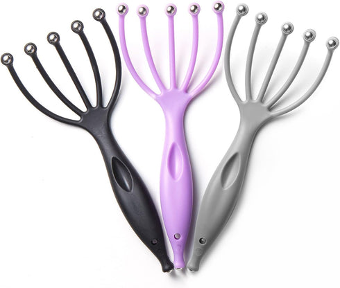 Head Massager, Hand held Scalp Massager for Deep Relaxation & Stress Reduction Dry and Wet Massage in Home SPA Office and Travel (3Pack Black Gray...