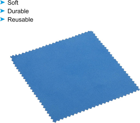 PATIKIL 3.94x3.94" Jewelry Cleaning Cloth, 50Pcs Double-Sided Microfiber Polishing Cloth for Silver Gold Brass Platinum Jewelry, Blue...