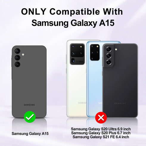 Hekodonk for Samsung Galaxy A15 5G Case,Heavy Duty Shockproof Protection Hard Plastic+Silicone Rubber Hybrid 3 in 1 Drop Protective Case for Samsu...