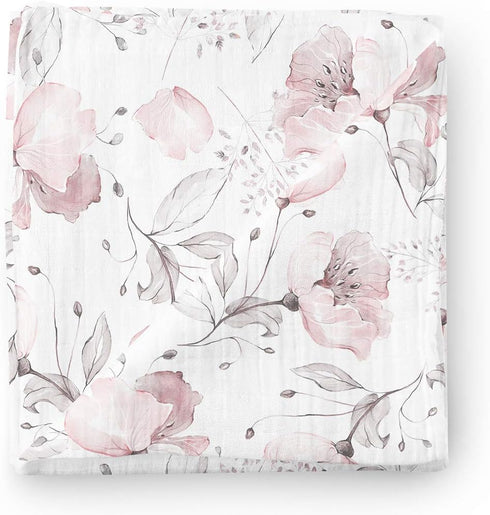 Aenne Baby, Muslin Swaddle Blanket for Girls, Infant Toddler Quilt, Swaddle Wrap for Girls, Luxurious Soft and Silky Stroller Cover, Floral Poppy ...