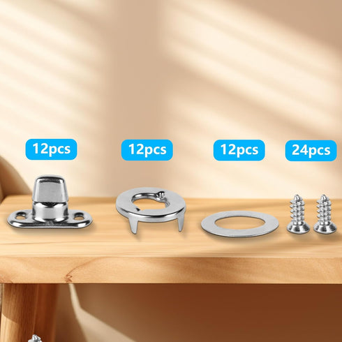 12 Sets Marine Grade Twist Lock Fasteners, Turn Button Fasteners, Turn Button Eyelet and Stud, Common Sense Fasteners Nickel Plated for Boats RVs ...