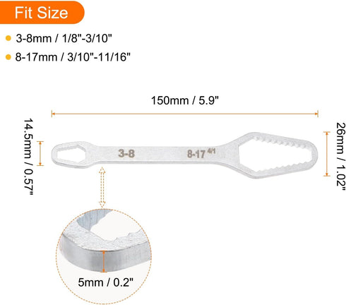 Double-Ended Torx Wrench 1/8"-11/16"(3-17mm) Multifunctional Universal Self-Tightening Wrench Tool 0.2" Thick Torx Spanner Key Set for Home Outdoo...