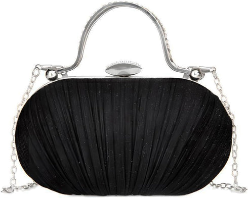 YYW Rhinestone Clutch Purses For Women Evening Handbag Pleated Glitter Bag for Wedding Party...