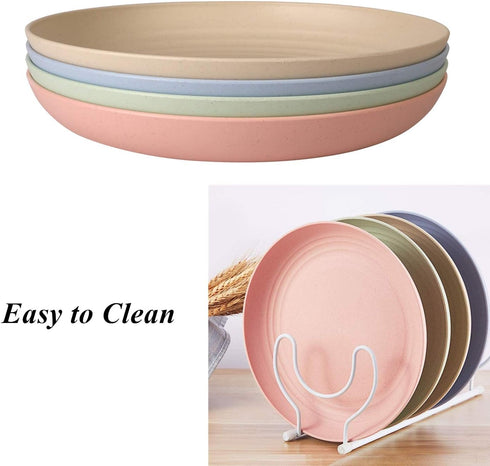Wheat Straw Plates Lightweight Unbreakable Dinner Dishes Plates Set Dishwasher & Microwave Safe (Large 4 Pack 8')...