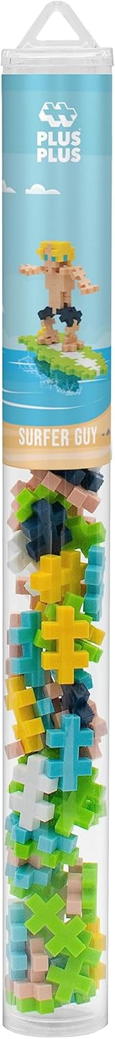 PLUS PLUS - Surfer Guy - 70 Piece, Construction Building Stem/Steam Toy, Interlocking Mini Puzzle Blocks for Kids, Mini Maker Tube...
