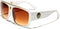 White & Gold Kleo Flat Top Hip Hop Rapper Retro Aviator Sunglasses w/ Brown Lenses...